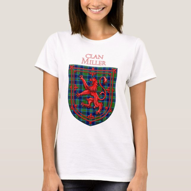 Miller Tartan Scottish Plaid Lion Rampant T-Shirt (Front)