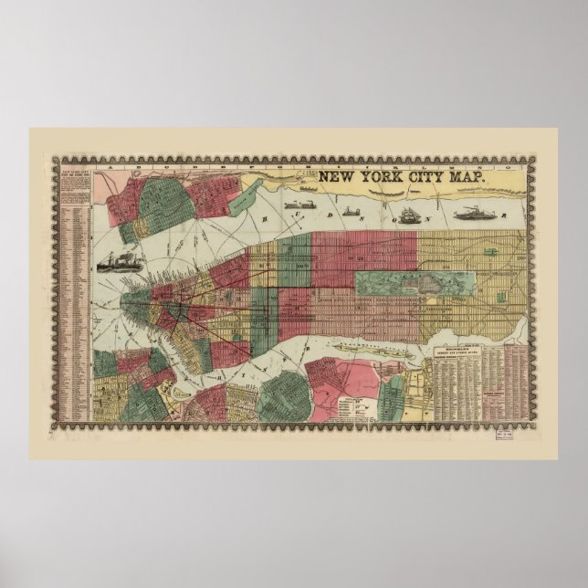 Miller's Map of the City of New York (1862) Poster (Front)