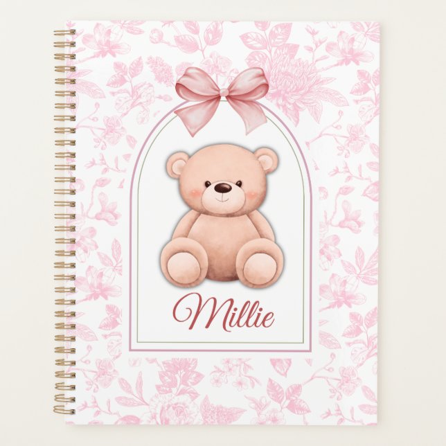 Millie | Custom Pink Teddy Bear Nursery Design  Planner (Front)