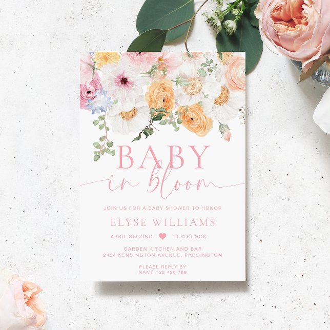 Millie Floral Baby In Bloom Baby Shower Invitation (Baby Shower Invitation Millie Floral )