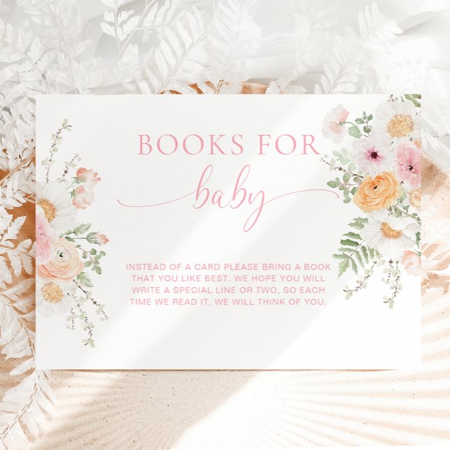 Millie Floral Baby Shower Books For Baby Request Enclosure Card (Books For Baby Millie Floral )