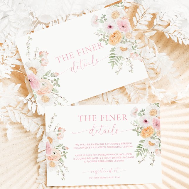 Millie Floral Baby Shower Details Enclosure Card (Baby Shower Finer Details Card)