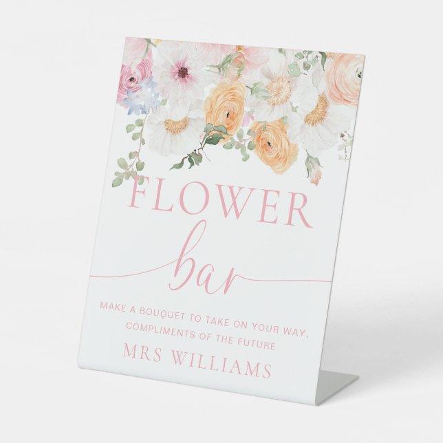 Millie Floral Flower Bar Pedestal Sign (Front)