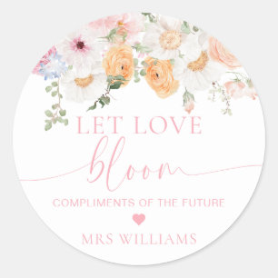 Millie Floral Let Love Bloom Favour Classic Round Sticker