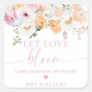 Millie Floral Let Love Bloom Favour Square Sticker