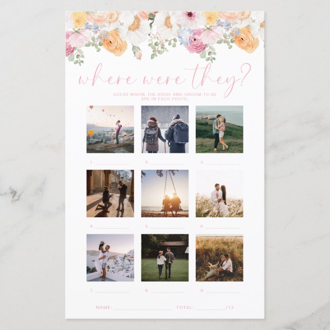 Millie Floral Where Were They Vacation Photo Game (Front)