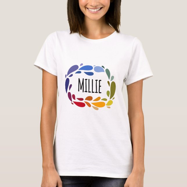 Millie Name Cute Colourful Gift Named Millie T-Shirt (Front)