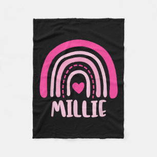 Millie Name Heart Cute Personalised Rainbow Fleece Blanket