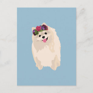 Millie The Sweet Girly Poeranian with Flower Crown Postcard