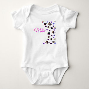 "Millie" With Guinea Pigs And Pansies, Baby Bodysuit