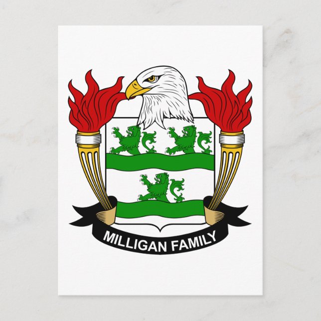 Milligan Coat of Arms / Family Crest Postcard (Front)