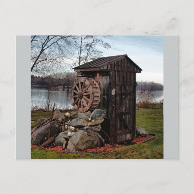 Milling about the old outhouse postcard (Front)