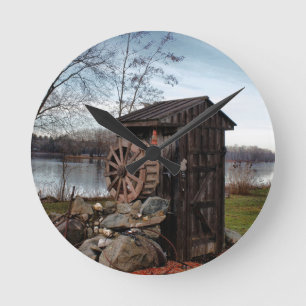 Milling about the old outhouse round clock