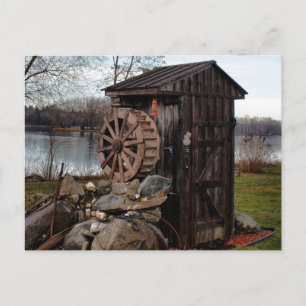 Milling about the outhouse postcard
