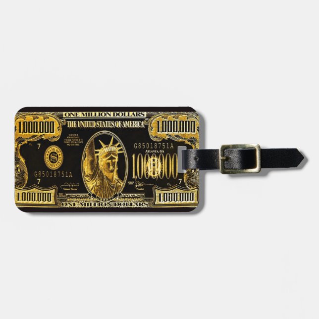 Million Dollar American money collection Luggage Tag (Front Horizontal)