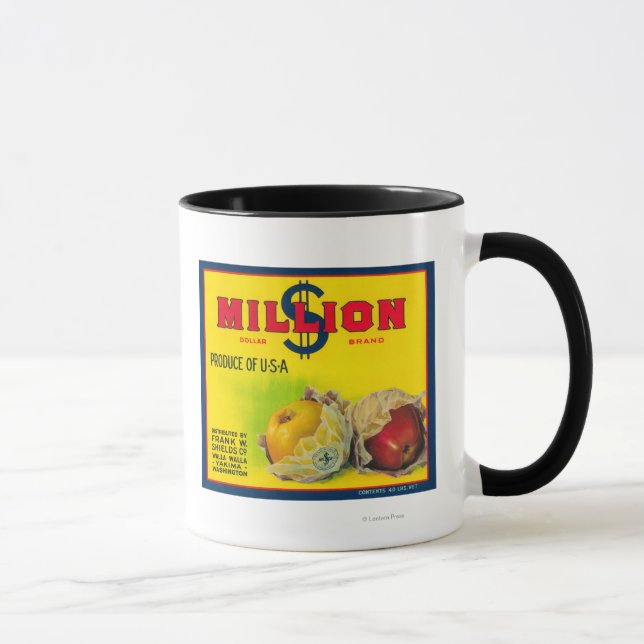 Million Dollar Apple Label - Walla Walla, WA Mug (Right)