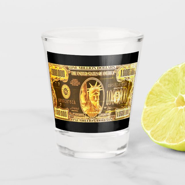 Million dollar bill shot glass (Front)