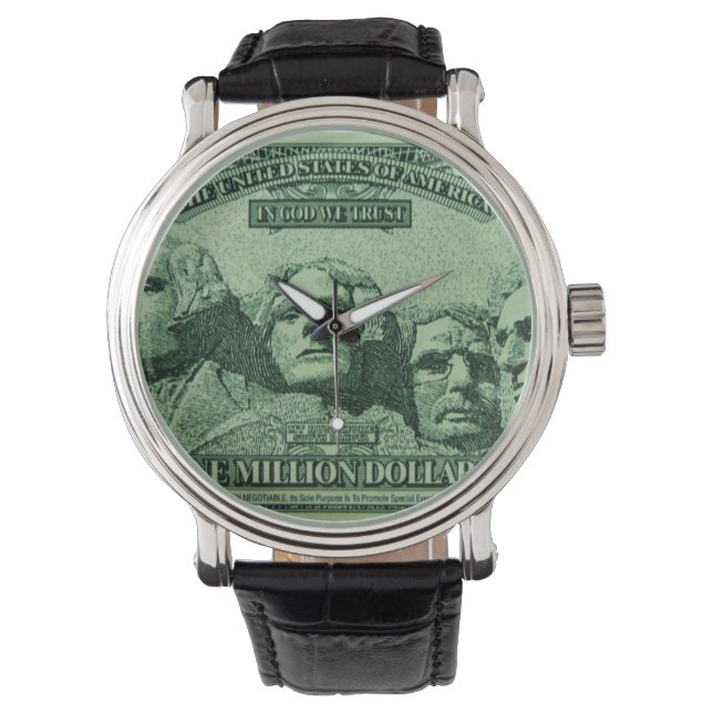 Million dollar cash printed custom watch (Front)