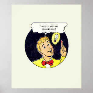 Million Dollar Idea Your Text Retro Comics Panel Poster