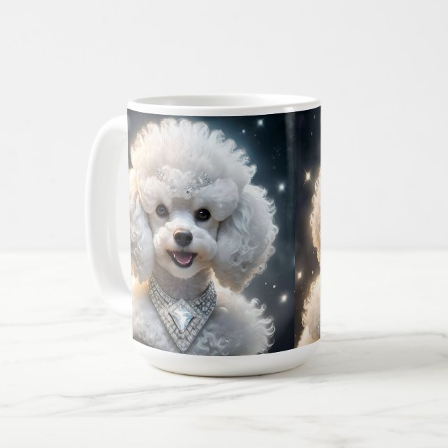 Million Dollar Poodle Wearing A Diamond Collar, Coffee Mug (Front Left)