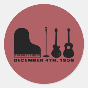 Million Dollar Quartet Instruments - Black Classic Round Sticker