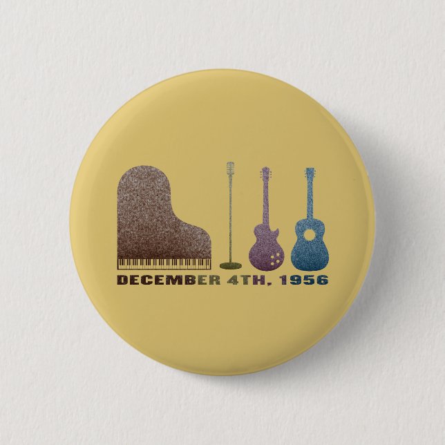 Million Dollar Quartet Instruments - Colour 6 Cm Round Badge (Front)