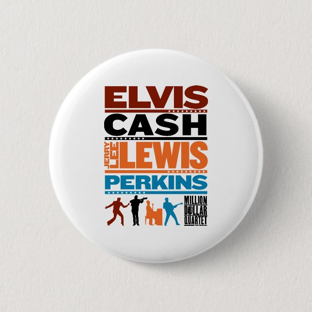 Million Dollar Quartet Names 6 Cm Round Badge (Front)
