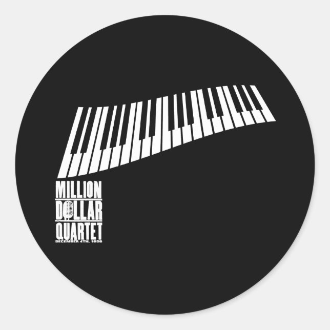 Million Dollar Quartet Piano - White Classic Round Sticker (Front)