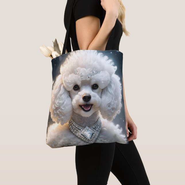 Million Dollar White Poodle, Tote Bag (Close Up)