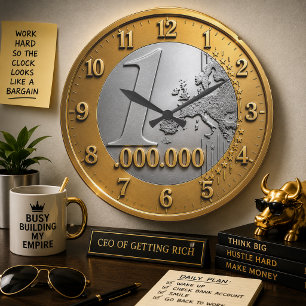 Million Euro Coin Wall Clock Design, Funny Wealth