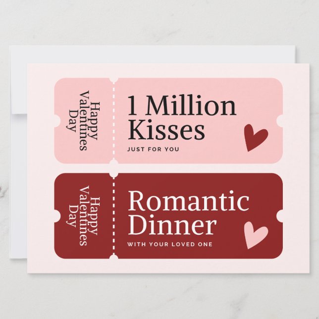 Million Kisses and Dinner Valentine's Day Card (Front)