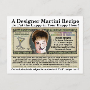 Millionaire Martini Joke Recipe Postcard