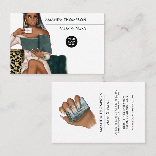 Millionaire Mindset Hair and Nails Beauty Salon Bu Business Card (Front/Back)