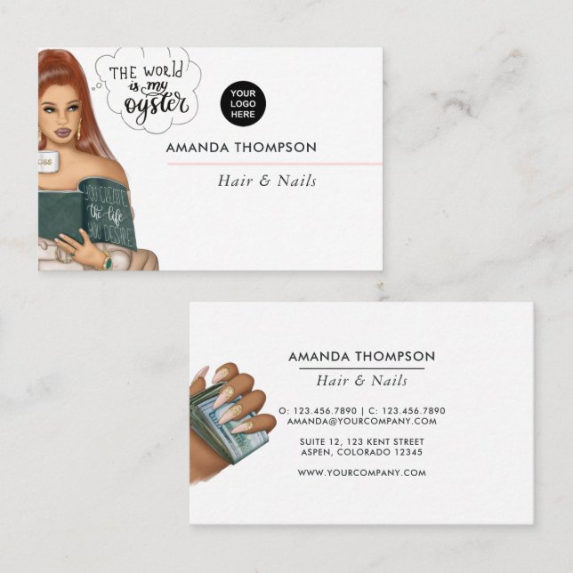 Millionaire Mindset Hair and Nails Beauty Salon Business Card (Front/Back)