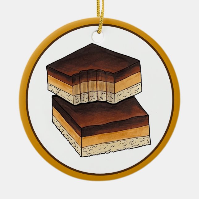 Millionaire's Shortbread Caramel Squares UK Food Ceramic Tree Decoration (Front)