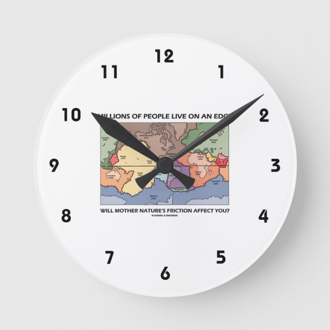 Millions People Live On An Edge Plate Tectonics Round Clock (Front)