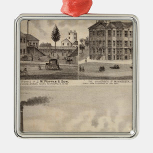 Mills and Lumberyard in Minnesota Metal Tree Decoration
