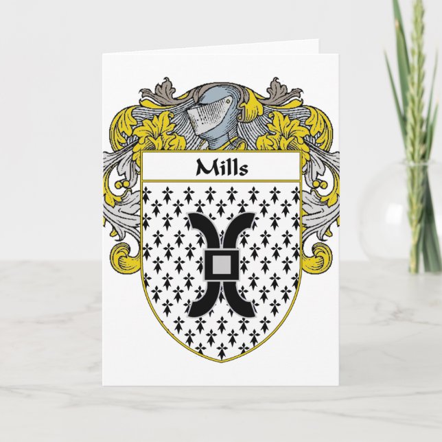 Mills Coat of Arms (Mantled) Holiday Card (Front)