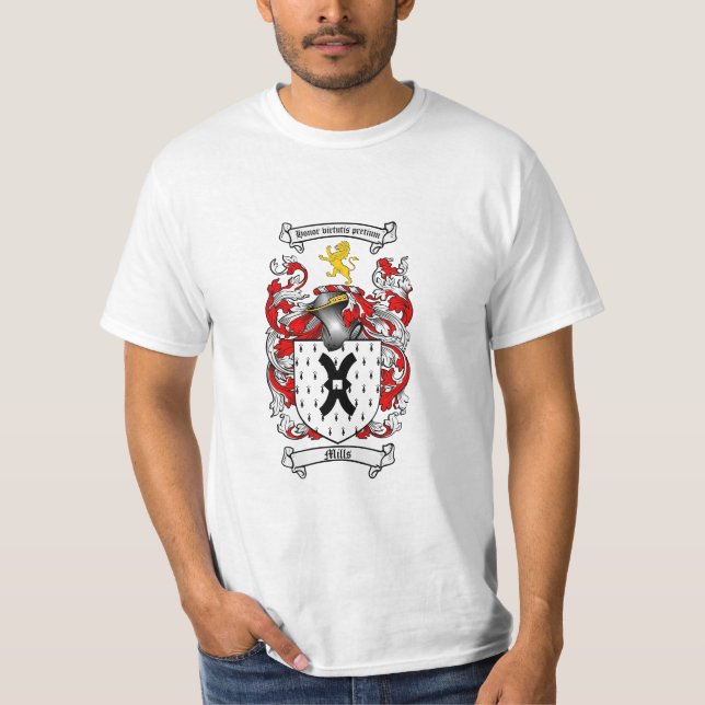 Mills Family Crest - Mills Coat of Arms T-Shirt (Front)