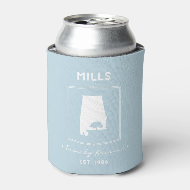 Mills Family Reunion 2025 Light Blue Can Cooler (Can Front)