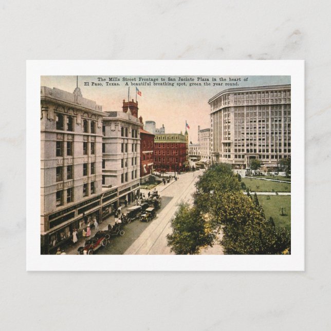 Mills St., El Paso, Texas Vintage Postcard (Front)