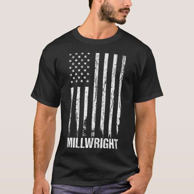 Millwright American Flag Gift Premium  T-Shirt (Front)