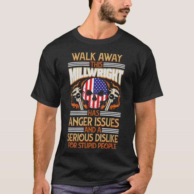 Millwright USA Skull Anger Issues  T-Shirt (Front)