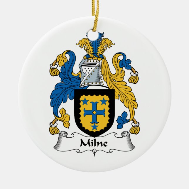 Milne Family Crest Ceramic Tree Decoration (Front)