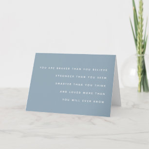 Milne Quote Braver Stronger Smarter Loved Blue Card