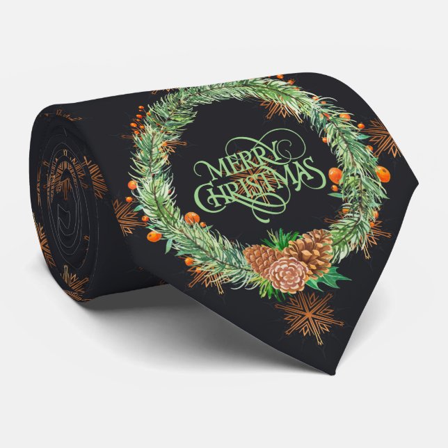Milo Christmas Collection Green Wreath with  dark Tie (Rolled)