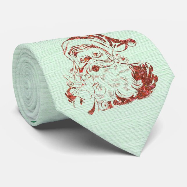 Milo Christmas Collection Ho Ho Ho Santa Green Tie (Rolled)