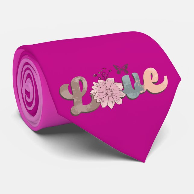 Milo Dale Love Flower Purple Men's Necktie (Rolled)