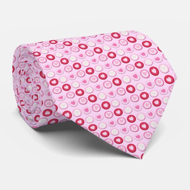 Milo Dale Pink Hearts Men's Valentine Necktie (Rolled)