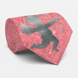 Milo Dale Pink on Pink Silver Cupid Men's Necktie